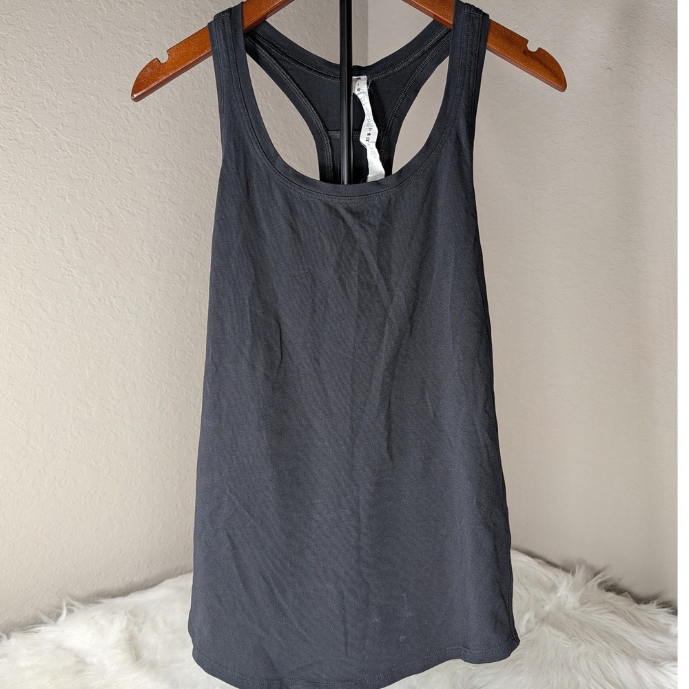 Lululemon Tank Top Women 4 Black Pima Cotton Racerback Love Tank Scoop Neck